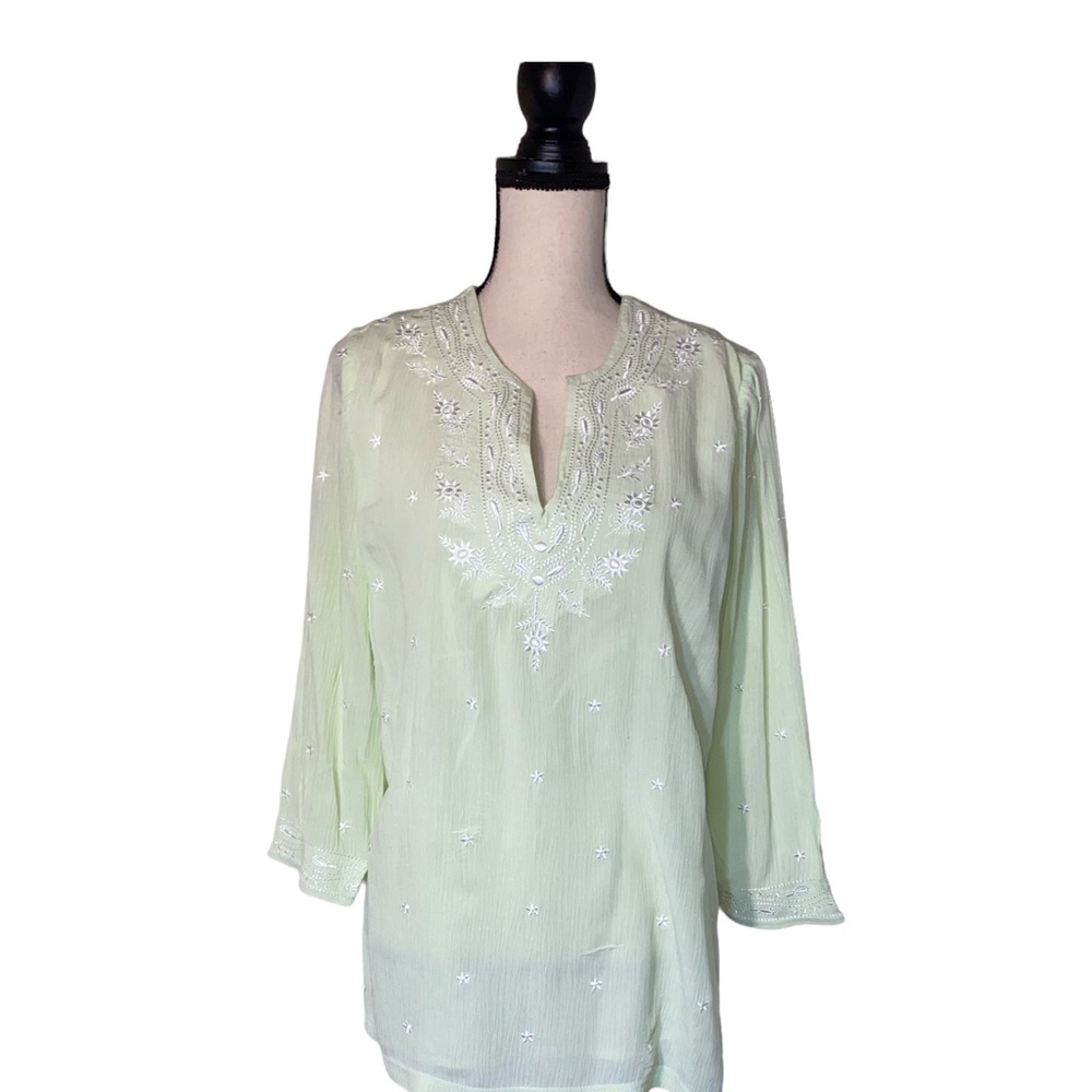 Kathy Daniels Boho 3/4 Sleeve Embroidered Top Size: M